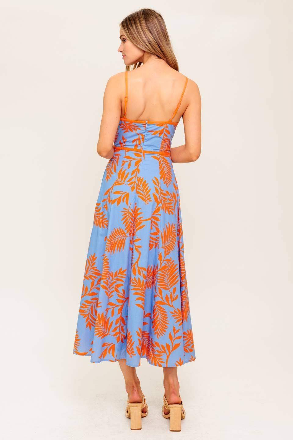 APRICOT SUNSET WOVEN MIDI DRESS - Flying Tomato - Flyclothing LLC
