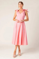 ON THE RIGHT TRACK PEACH WOVEN MIDI DRESS - Flying Tomato - Flyclothing LLC