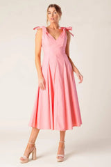ON THE RIGHT TRACK PEACH WOVEN MIDI DRESS - Flying Tomato - Flyclothing LLC