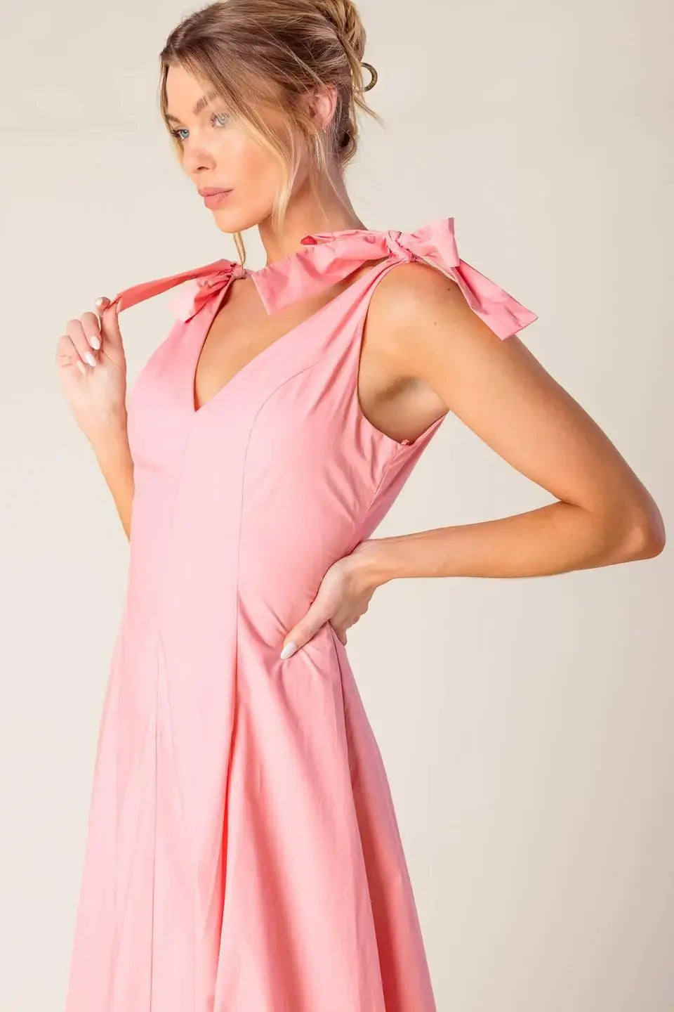 ON THE RIGHT TRACK PEACH WOVEN MIDI DRESS - Flying Tomato - Flyclothing LLC