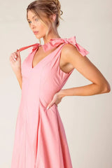 ON THE RIGHT TRACK PEACH WOVEN MIDI DRESS - Flying Tomato - Flyclothing LLC