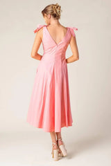 ON THE RIGHT TRACK PEACH WOVEN MIDI DRESS - Flying Tomato - Flyclothing LLC