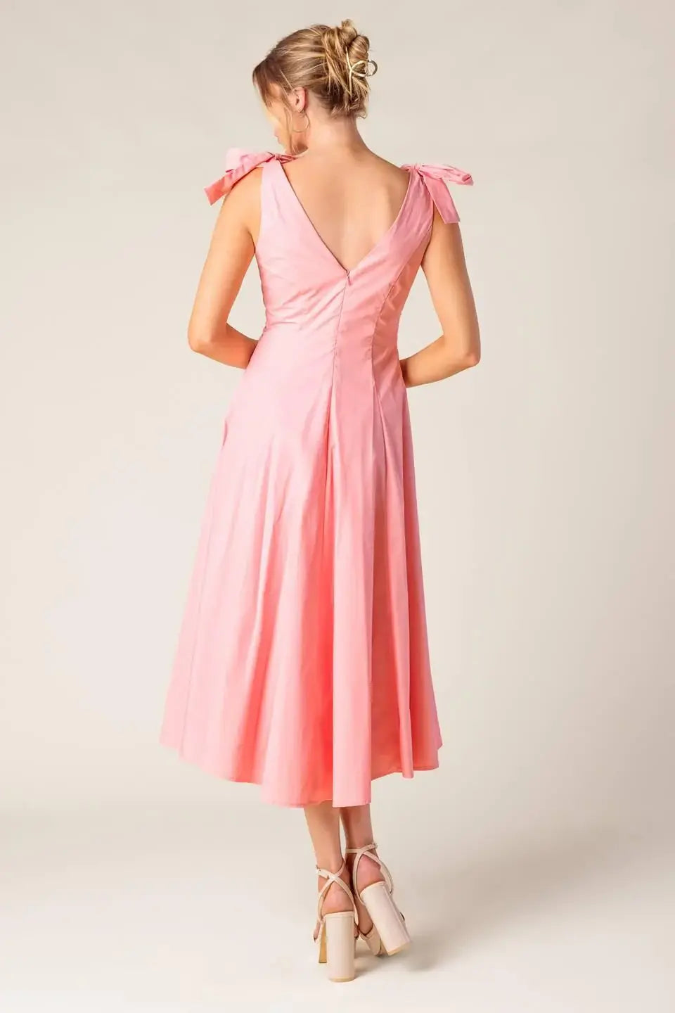 ON THE RIGHT TRACK PEACH WOVEN MIDI DRESS - Flying Tomato - Flyclothing LLC