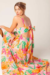 BON VOYAGE PINK ORANGE WOVEN MAXI DRESS - Flying Tomato - Flyclothing LLC