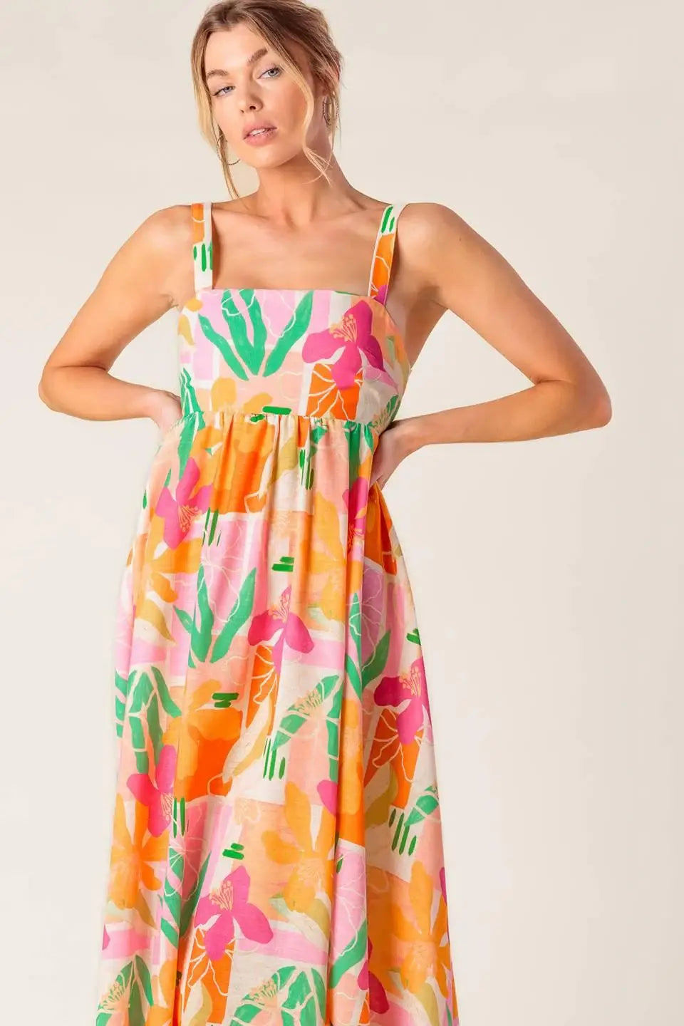 BON VOYAGE PINK ORANGE WOVEN MAXI DRESS - Flying Tomato - Flyclothing LLC