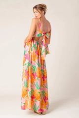 BON VOYAGE PINK ORANGE WOVEN MAXI DRESS - Flying Tomato - Flyclothing LLC