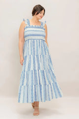 MIDSUMMER PETALS WOVEN MIDI DRESS - Flying Tomato - Flyclothing LLC
