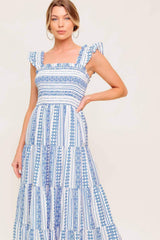 MIDSUMMER PETALS WOVEN MIDI DRESS - Flying Tomato - Flyclothing LLC