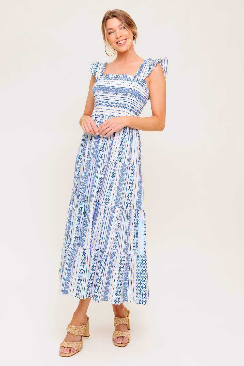 MIDSUMMER PETALS WOVEN MIDI DRESS - Flying Tomato - Flyclothing LLC