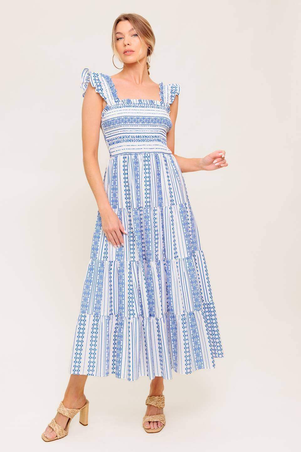MIDSUMMER PETALS WOVEN MIDI DRESS - Flying Tomato - Flyclothing LLC