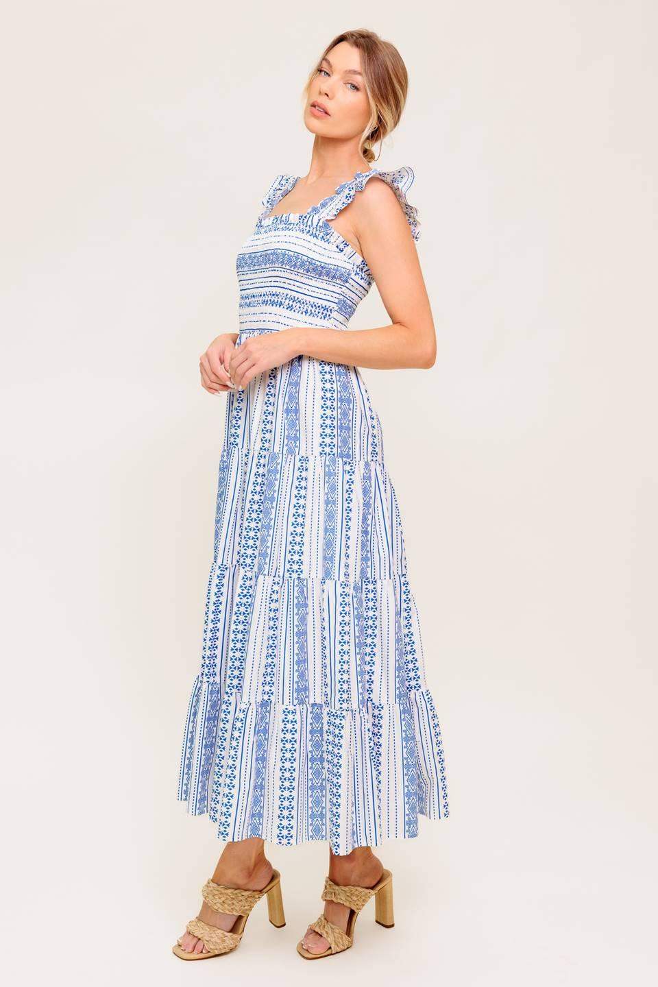 MIDSUMMER PETALS WOVEN MIDI DRESS - Flying Tomato - Flyclothing LLC