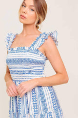 MIDSUMMER PETALS WOVEN MIDI DRESS - Flying Tomato - Flyclothing LLC