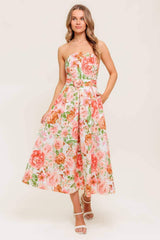 BLUSHING DAWN PINK WOVEN MIDI DRESS - Flying Tomato - Flyclothing LLC