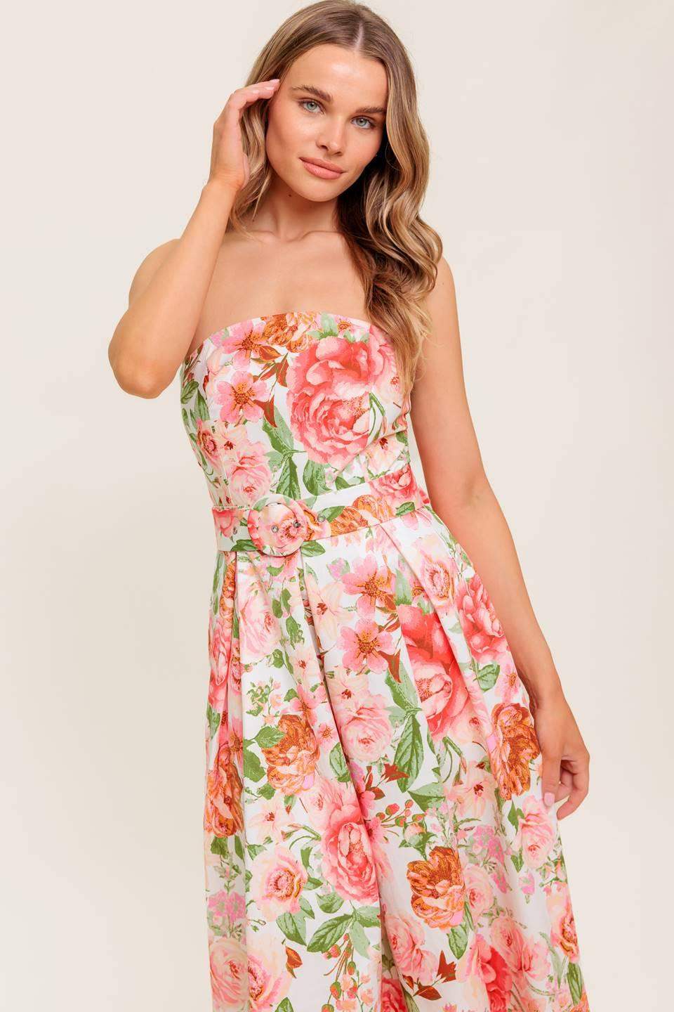 BLUSHING DAWN PINK WOVEN MIDI DRESS - Flying Tomato - Flyclothing LLC