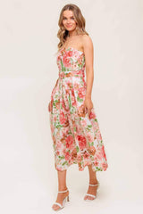 BLUSHING DAWN PINK WOVEN MIDI DRESS - Flying Tomato - Flyclothing LLC