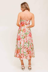 BLUSHING DAWN PINK WOVEN MIDI DRESS - Flying Tomato - Flyclothing LLC