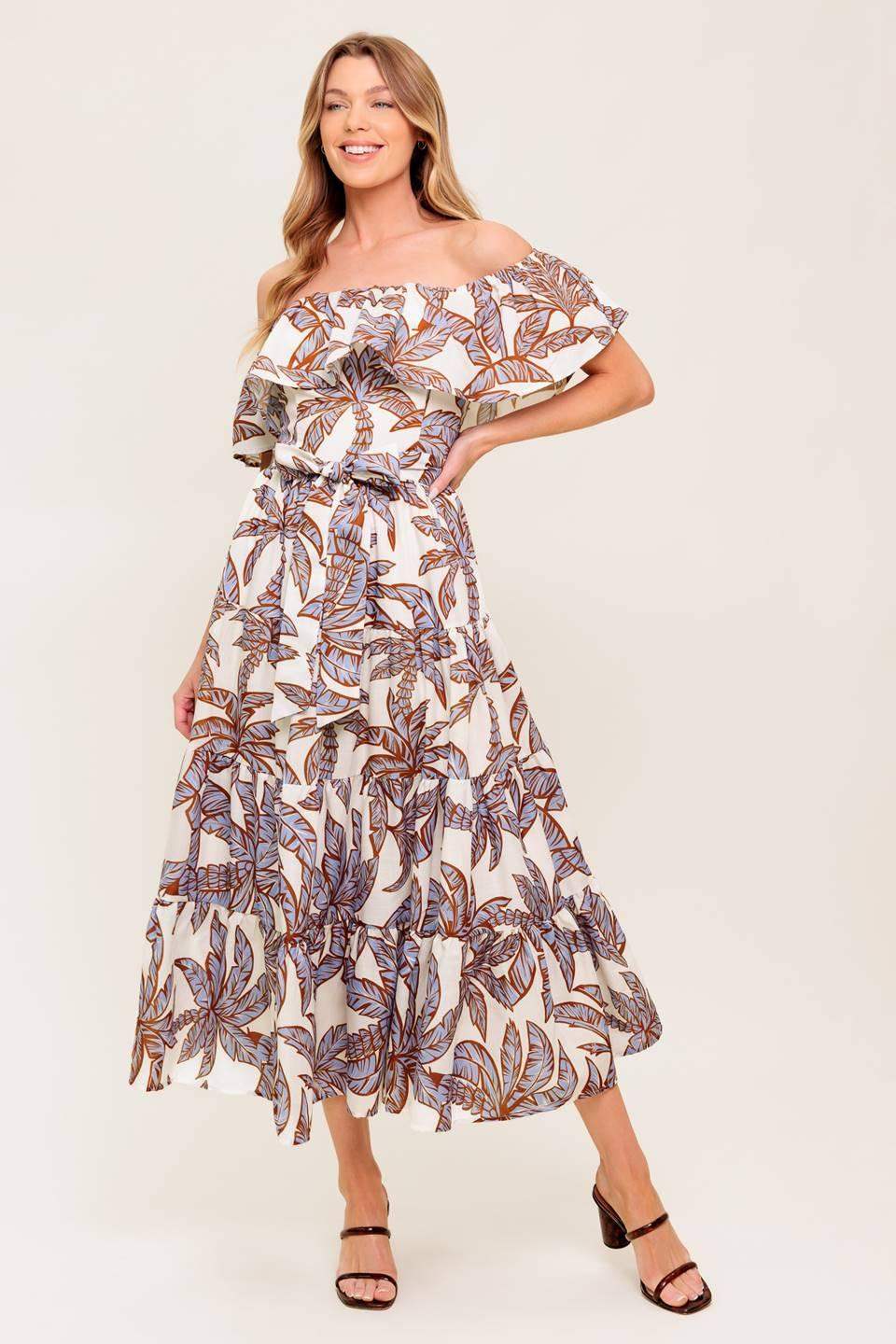 LILY GARDEN LAVENDER WOVEN MIDI DRESS - Flying Tomato - Flyclothing LLC