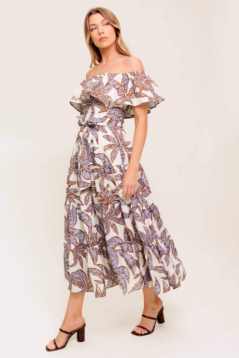 LILY GARDEN LAVENDER WOVEN MIDI DRESS - Flying Tomato - Flyclothing LLC