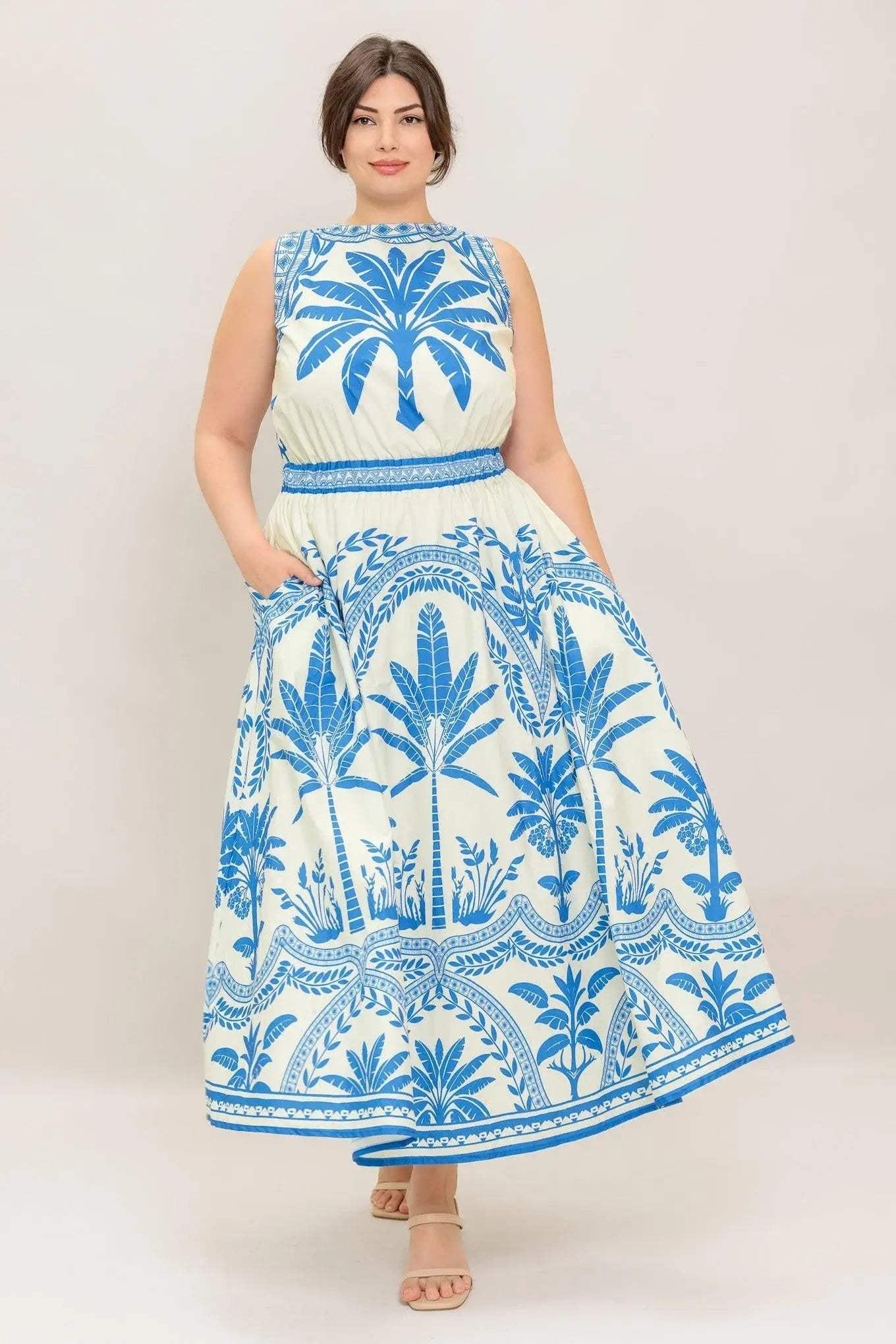 OCEAN PETALS WOVEN MIDI DRESS - Flying Tomato - Flyclothing LLC