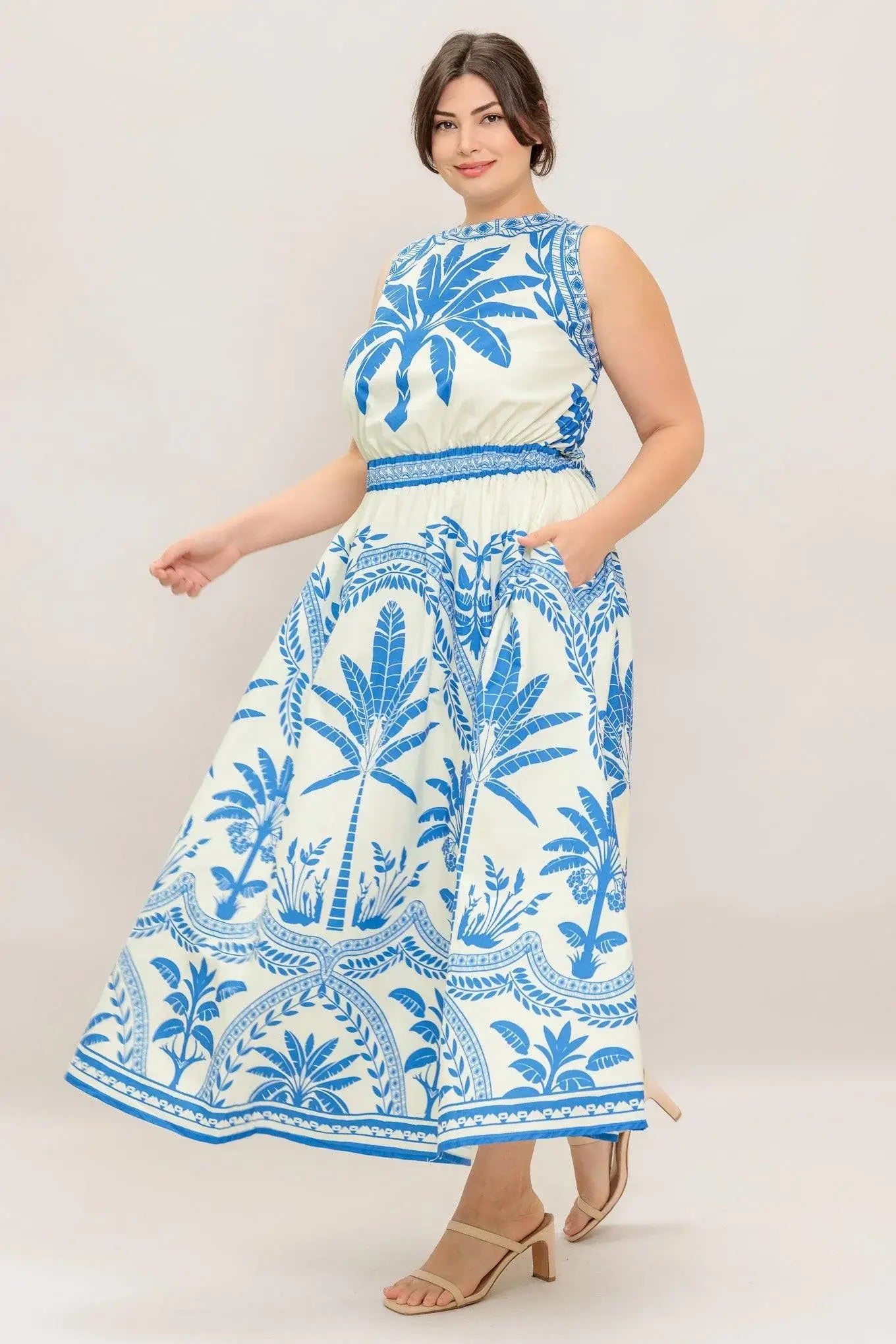 OCEAN PETALS WOVEN MIDI DRESS - Flying Tomato - Flyclothing LLC