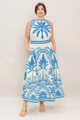 OCEAN PETALS WOVEN MIDI DRESS - Flying Tomato - Flyclothing LLC