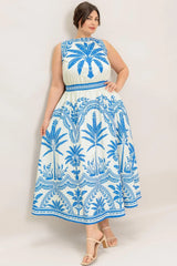 OCEAN PETALS WOVEN MIDI DRESS - Flying Tomato - Flyclothing LLC