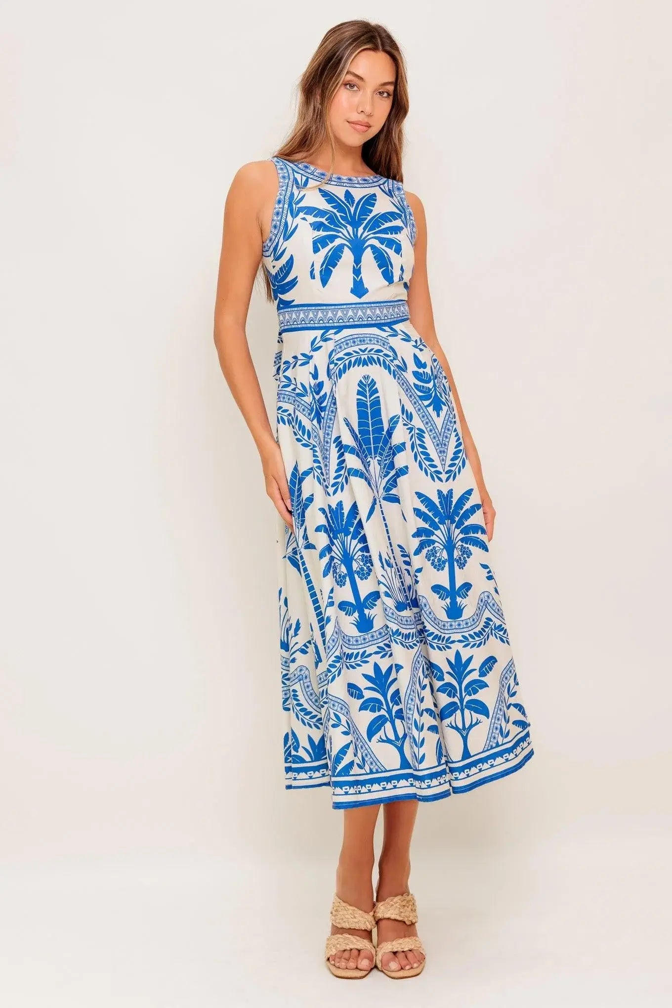 OCEAN PETALS WOVEN MIDI DRESS - Flying Tomato - Flyclothing LLC