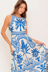 OCEAN PETALS WOVEN MIDI DRESS - Flying Tomato - Flyclothing LLC