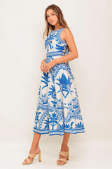 OCEAN PETALS WOVEN MIDI DRESS - Flying Tomato - Flyclothing LLC