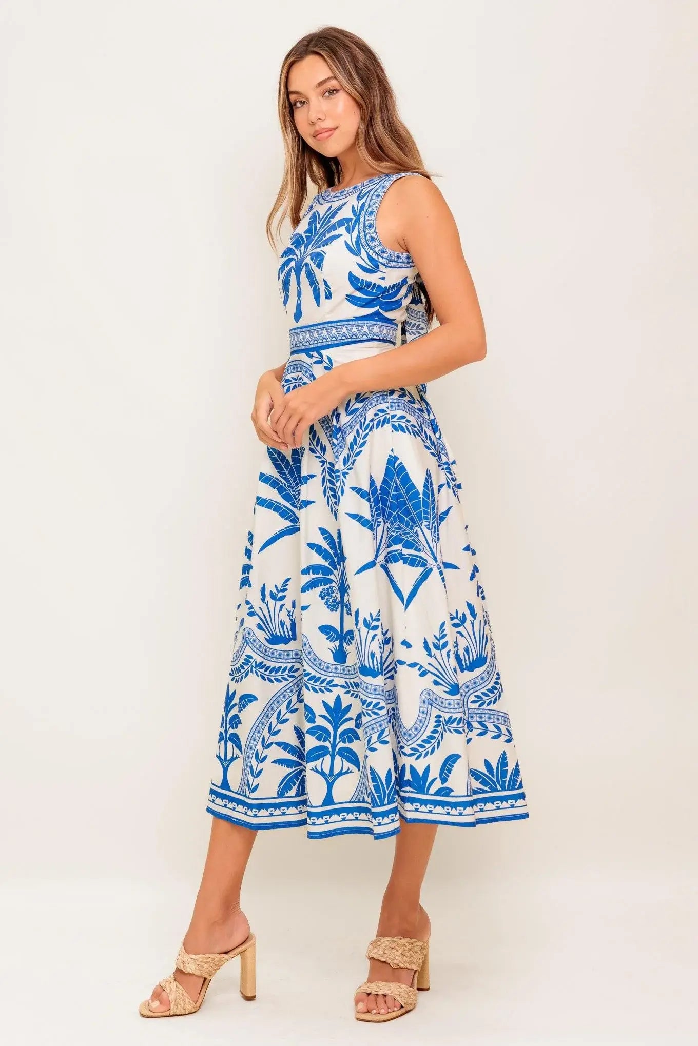 OCEAN PETALS WOVEN MIDI DRESS - Flying Tomato - Flyclothing LLC