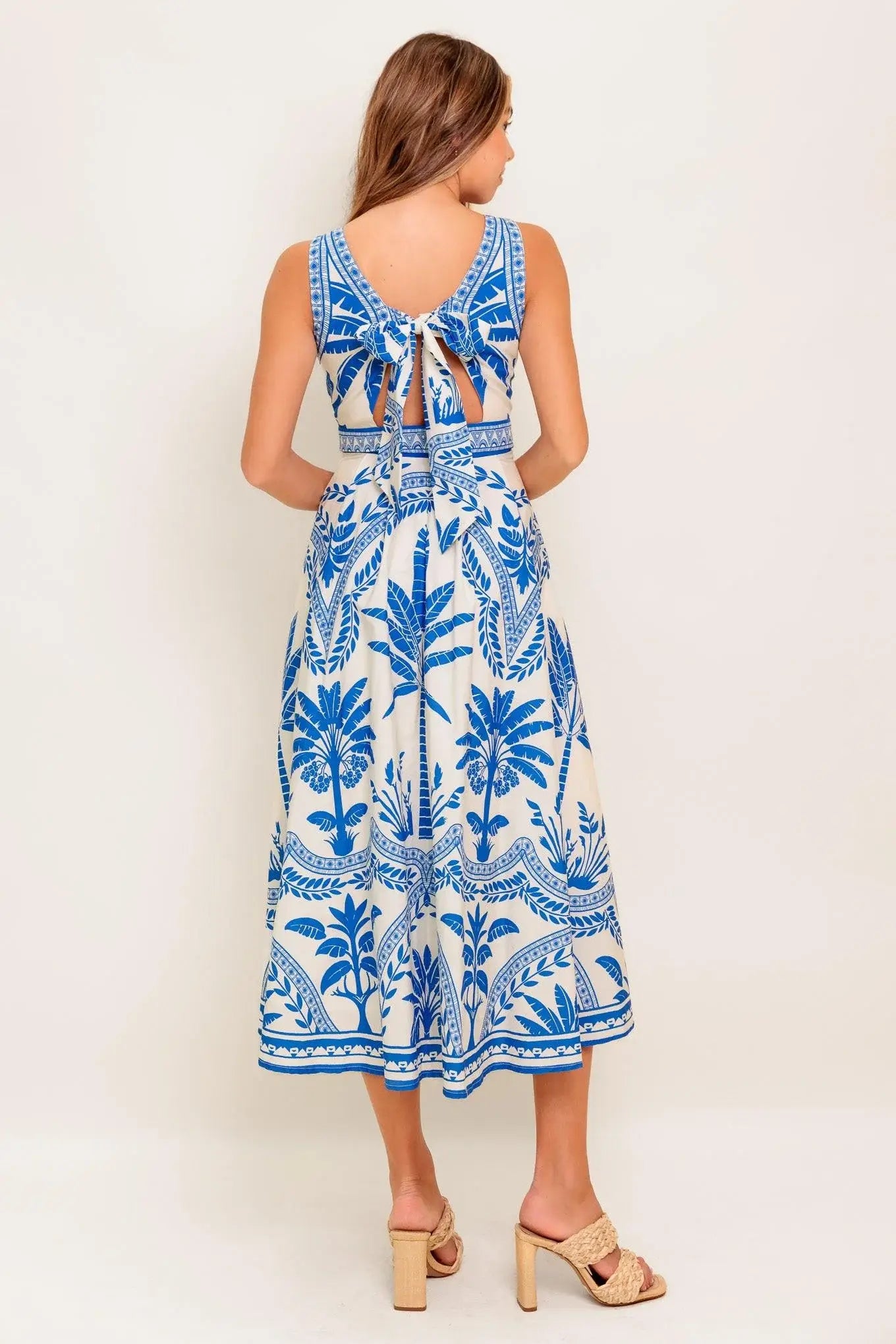 OCEAN PETALS WOVEN MIDI DRESS - Flying Tomato - Flyclothing LLC