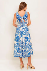 OCEAN PETALS WOVEN MIDI DRESS - Flying Tomato - Flyclothing LLC