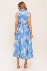 FERN WHISPER BLUE WOVEN MIDI DRESS - Flying Tomato - Flyclothing LLC