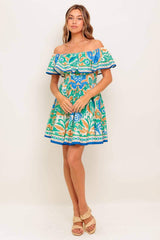 COASTAL LOVE SAGE BLUE WOVEN MINI DRESS - Flying Tomato - Flyclothing LLC