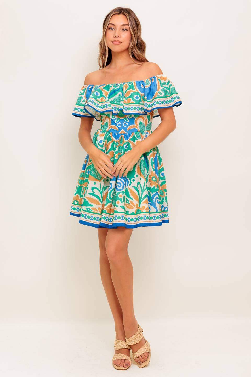 COASTAL LOVE SAGE BLUE WOVEN MINI DRESS - Flying Tomato - Flyclothing LLC