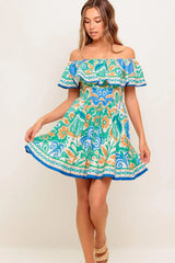 COASTAL LOVE SAGE BLUE WOVEN MINI DRESS - Flying Tomato - Flyclothing LLC