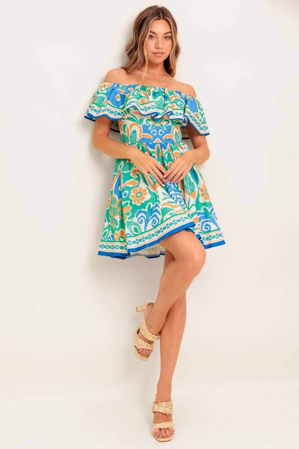 COASTAL LOVE SAGE BLUE WOVEN MINI DRESS - Flying Tomato - Flyclothing LLC