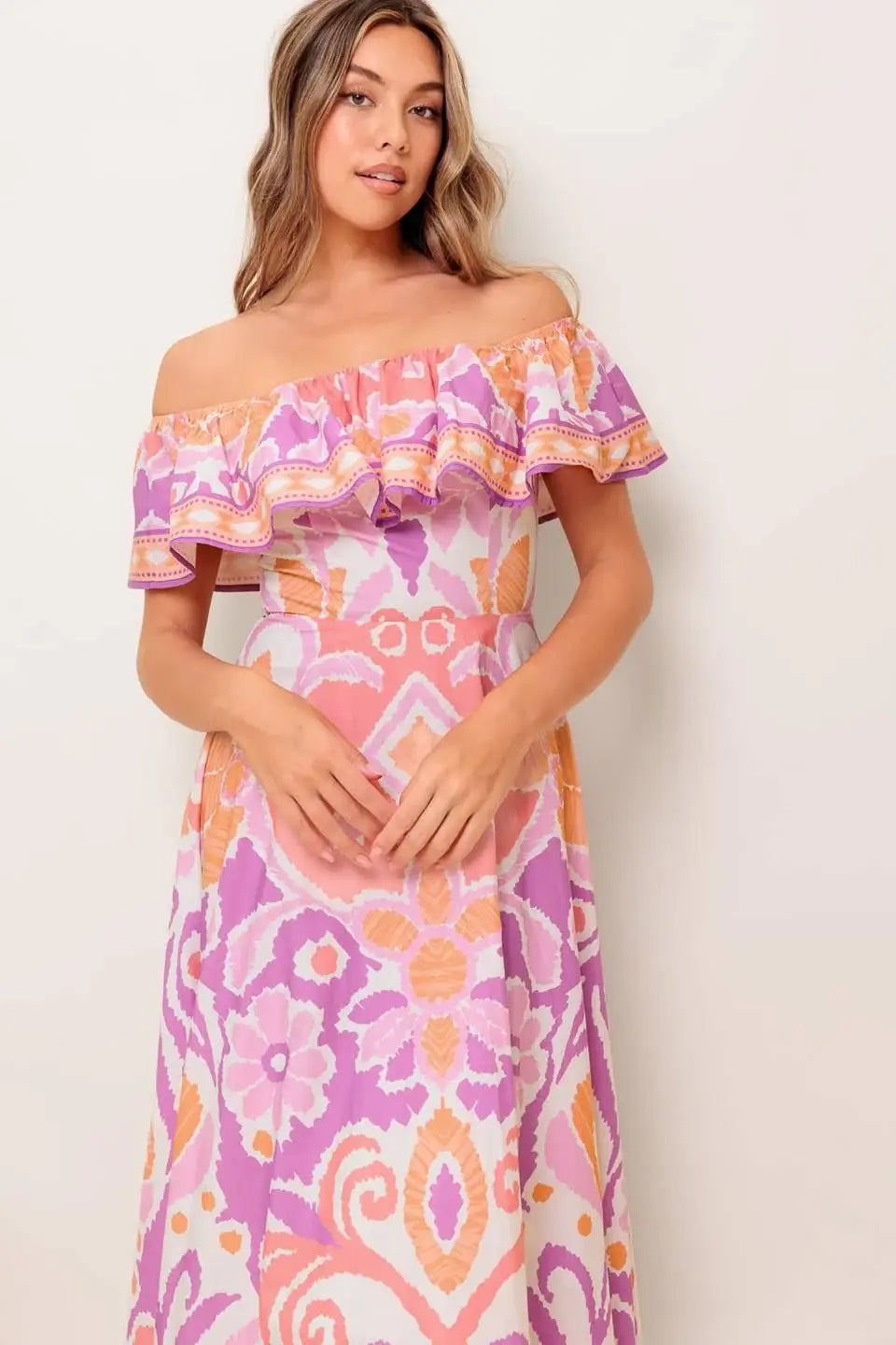 CABANA DREAM LAVENDER WOVEN MIDI DRESS - Flying Tomato - Flyclothing LLC