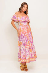 CABANA DREAM LAVENDER WOVEN MIDI DRESS - Flying Tomato - Flyclothing LLC