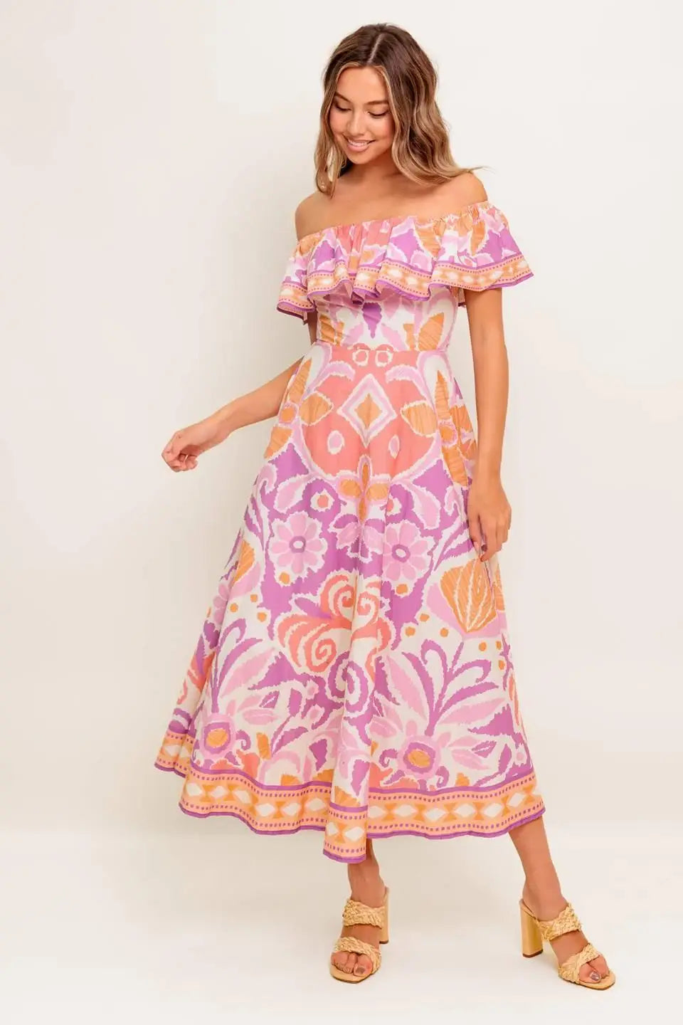 CABANA DREAM LAVENDER WOVEN MIDI DRESS - Flying Tomato - Flyclothing LLC
