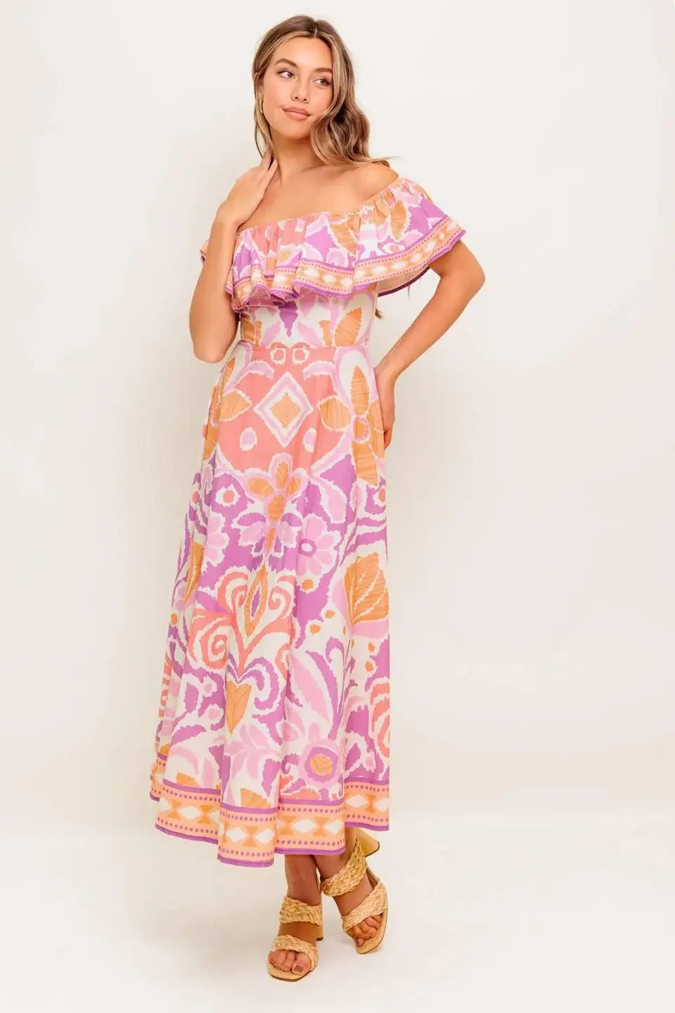 CABANA DREAM LAVENDER WOVEN MIDI DRESS - Flying Tomato - Flyclothing LLC
