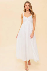 LOVE OF MINE IVORY EYELET MIDI DRESS - Flying Tomato - Flyclothing LLC