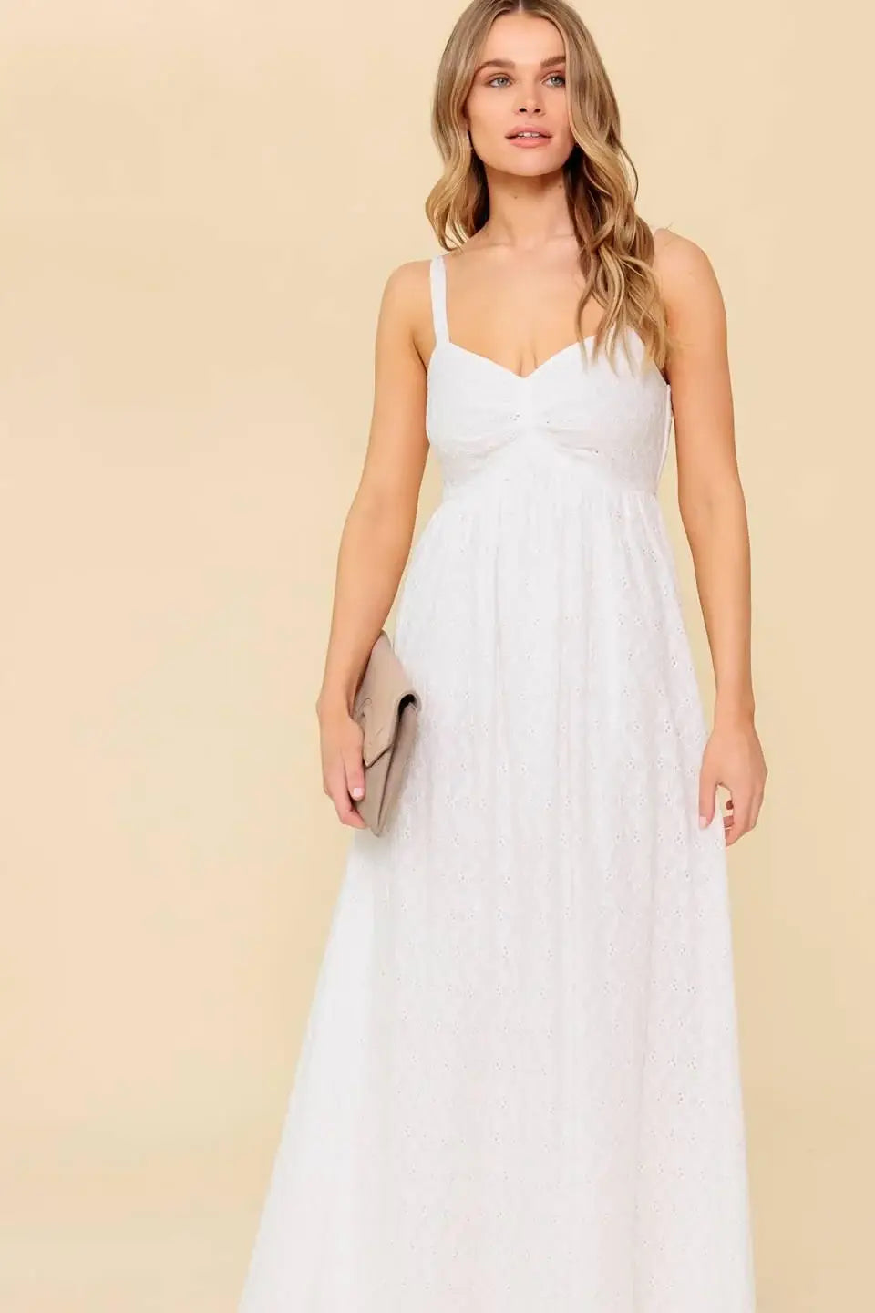 LOVE OF MINE IVORY EYELET MIDI DRESS - Flying Tomato - Flyclothing LLC
