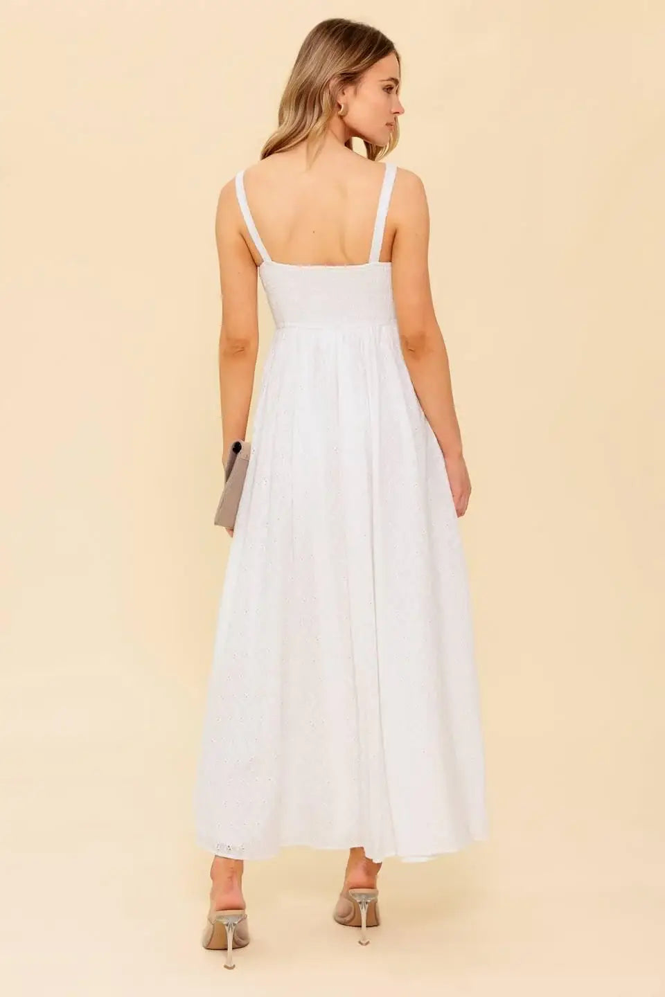 LOVE OF MINE IVORY EYELET MIDI DRESS - Flying Tomato - Flyclothing LLC
