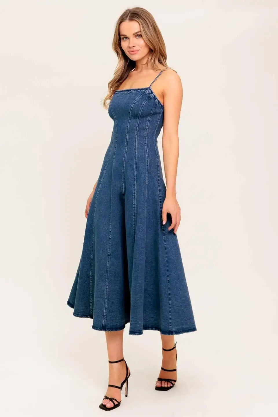 VANILLA COVE DENIM MIDI DRESS - Flying Tomato - Flyclothing LLC