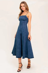 VANILLA COVE DENIM MIDI DRESS - Flying Tomato - Flyclothing LLC