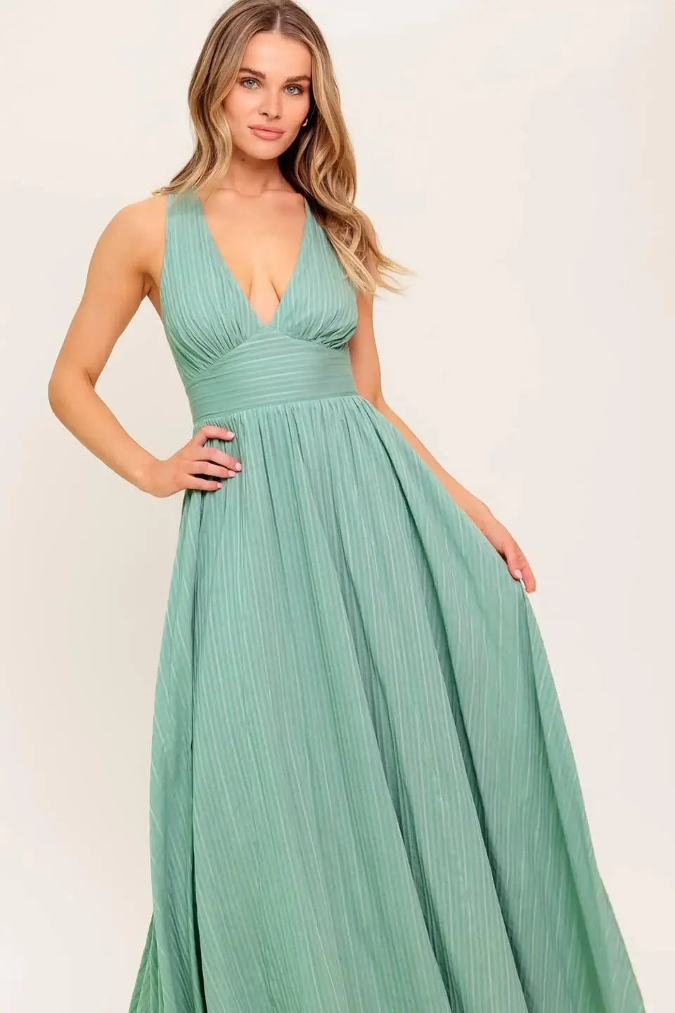 SUNSHINE ON MY MIND SAGE WOVEN MAXI DRESS - Flying Tomato - Flyclothing LLC