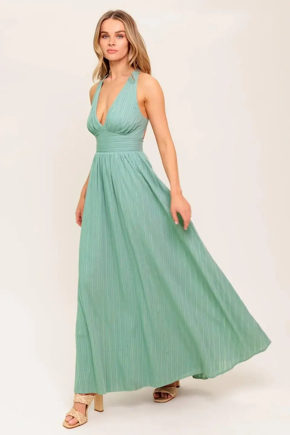 SUNSHINE ON MY MIND SAGE WOVEN MAXI DRESS - Flying Tomato - Flyclothing LLC