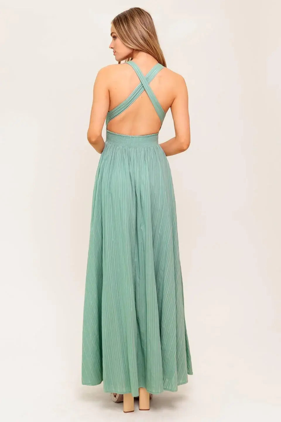 SUNSHINE ON MY MIND SAGE WOVEN MAXI DRESS - Flying Tomato - Flyclothing LLC