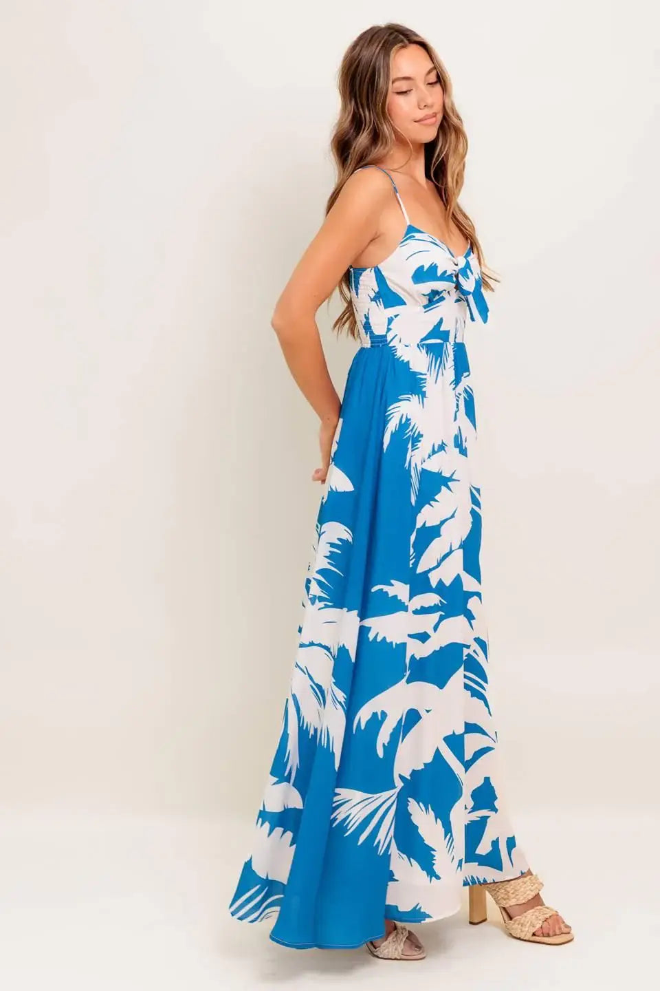 SLOW MORNINGS NAVY WOVEN MAXI DRESS - Flying Tomato - Flyclothing LLC